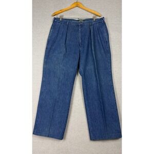 Vintage polo country Pleated Denim Jeans Mens 35x26‎ Blue Made in USA Straight